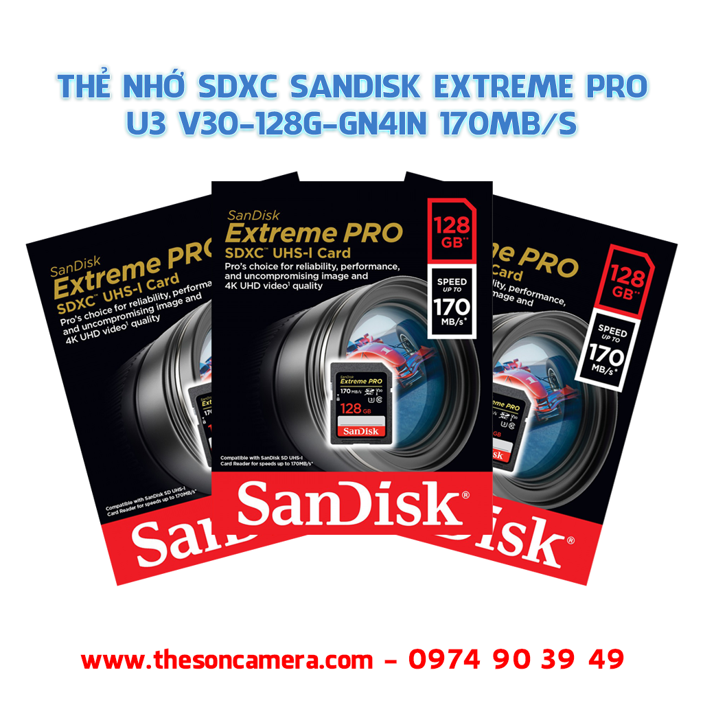 Thẻ nhớ SDXC SanDisk Extreme Pro U3 V30 1133x 128GB SDSDXXY-128G-GN4IN 170MB/s