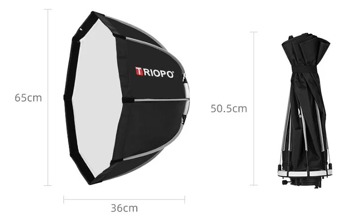 Softbox bát giác thao tác nhanh Triopo K2-65 + Grip